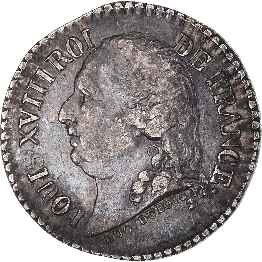 France, Quinaire, Louis XVIII, Louis XVIII et Henri IV, EF(40-45), Silver