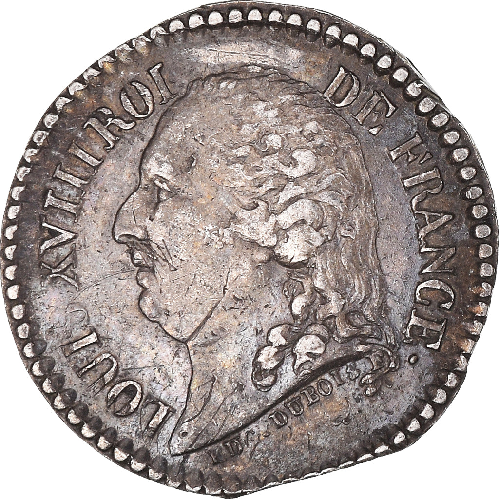 Francja, Quinaire, Ludwik XVIII, Louis XVIII et Henri IV, AU(50-53), Srebro