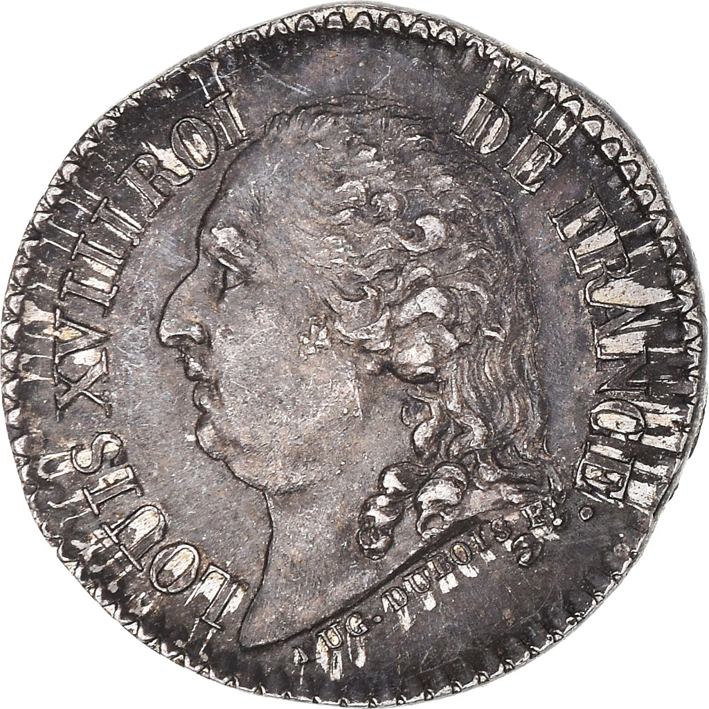 Francia, Quinaire, Louis XVIII, Louis XVIII et Henri IV, EBC, Plata