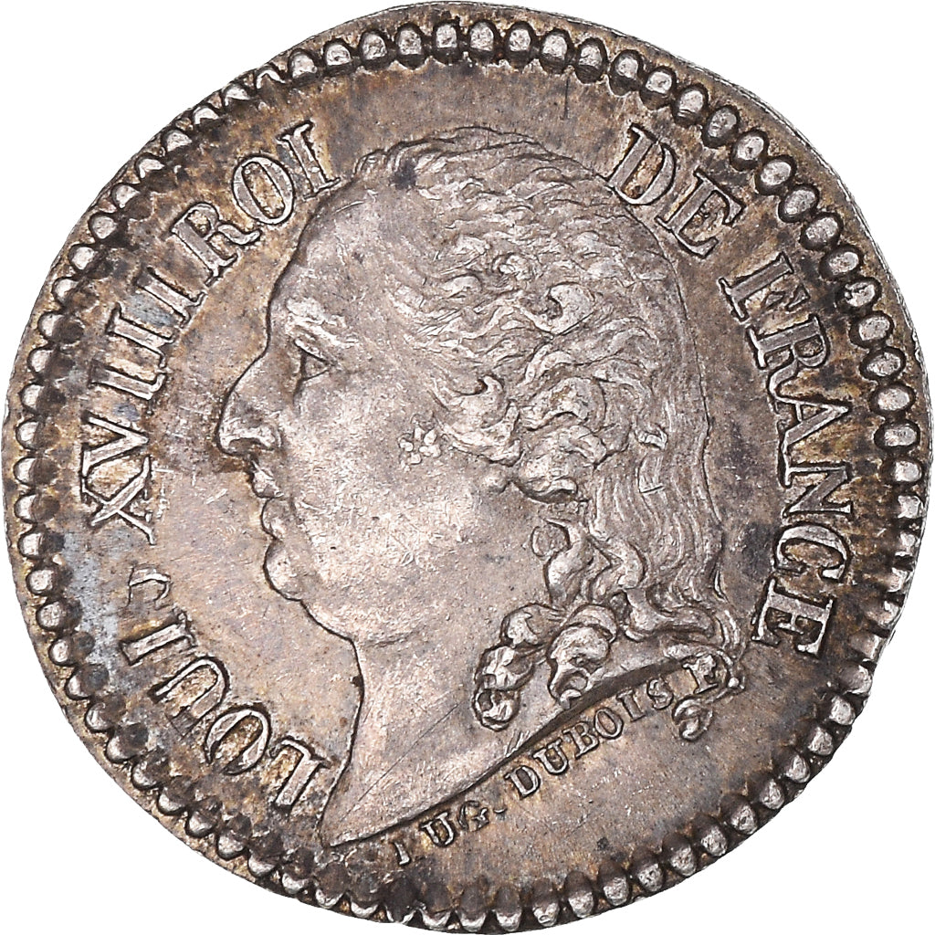 Francia, Quinaire, Louis XVIII, Louis XVIII et Henri IV, EBC+, Plata