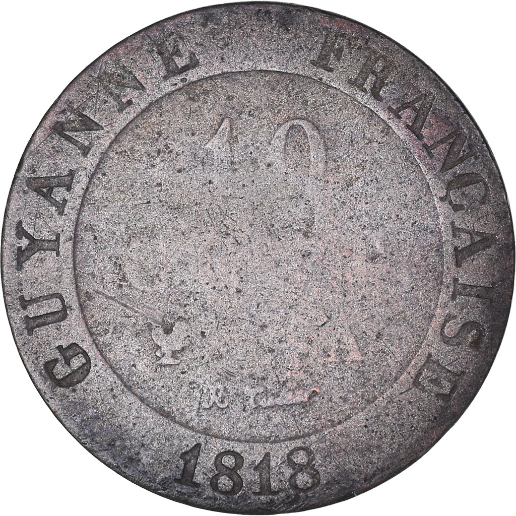 Monnaie, Guyane française, 10 Centimes, 1818, Paris, B+, Billon, KM:A1