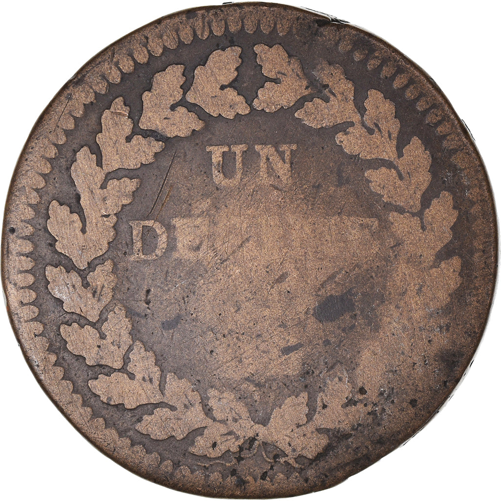 Coin, France, Decime, 1814, Strasbourg, VF(20-25), Bronze, Gadoury:195