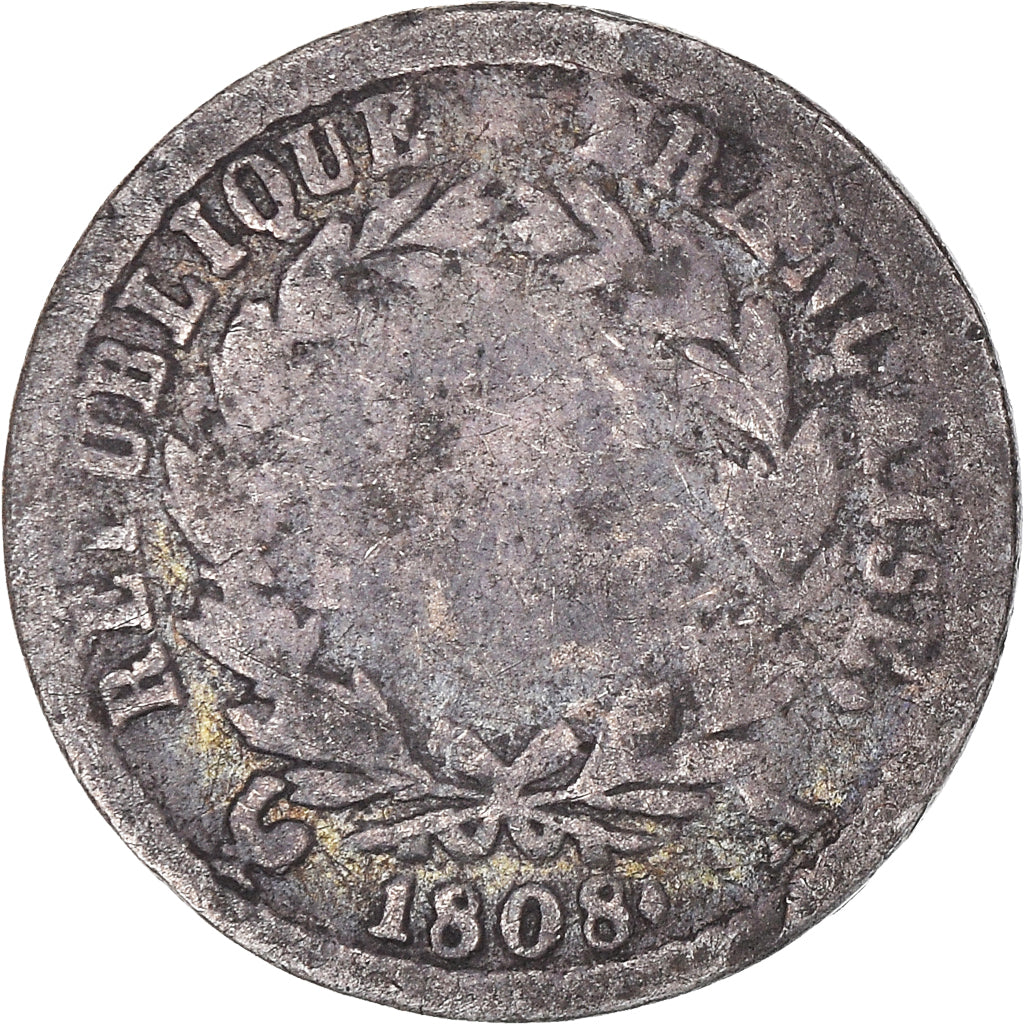 Moeda, França, Napoléon I, 1/2 Franc, 1808, Paris, VF(20-25), Prata, KM:680.1