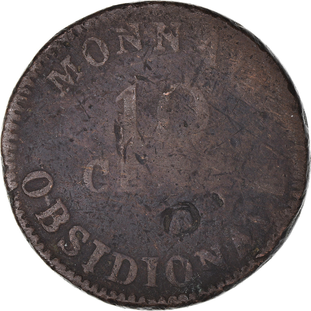 Moeda, ESTADOS FRANCESES, ANTWERP, 10 Centimes, 1814, Anvers, F(12-15), Bronze