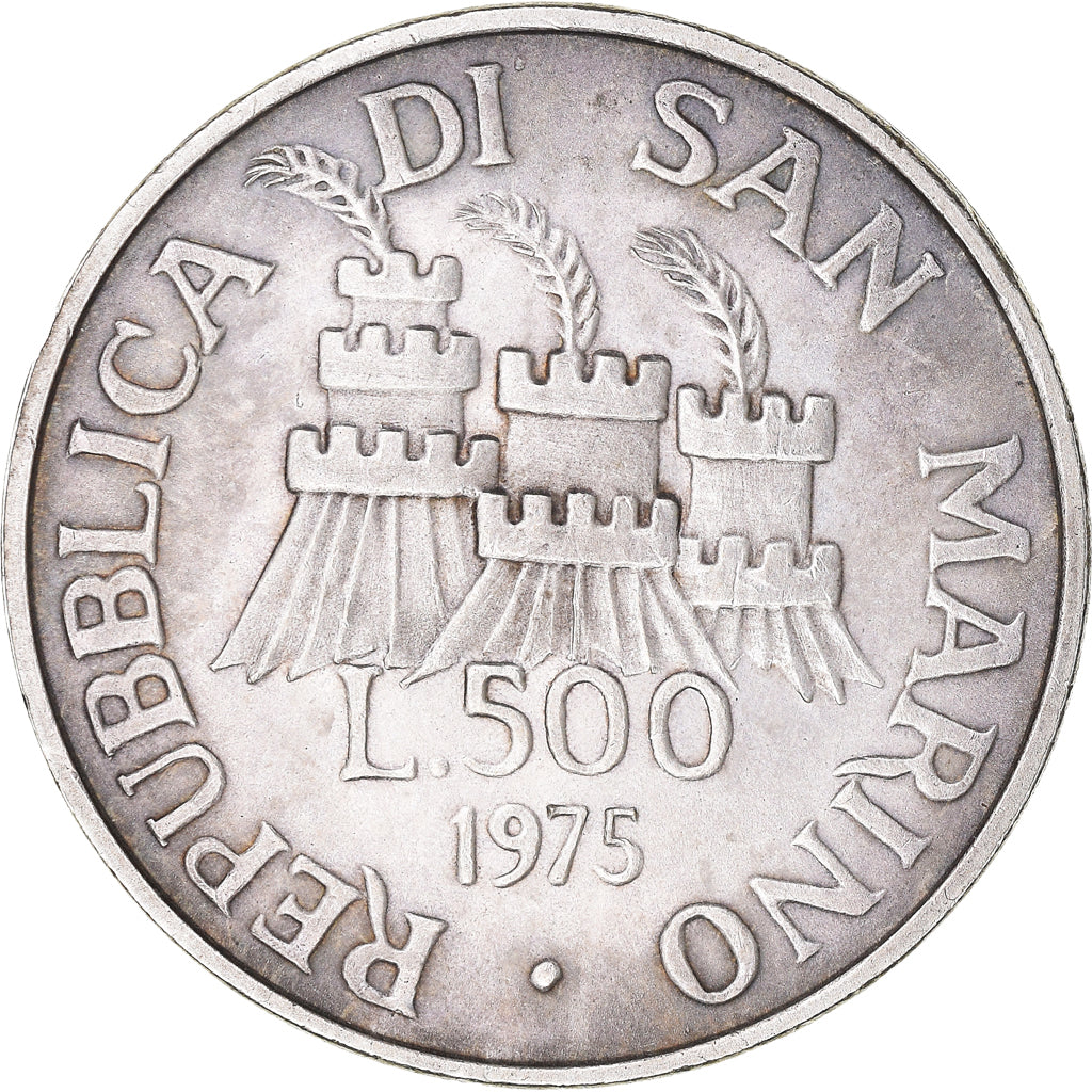 Coin, San Marino, 500 Lire, 1975, Rome, MS(65-70), Silver, KM:48