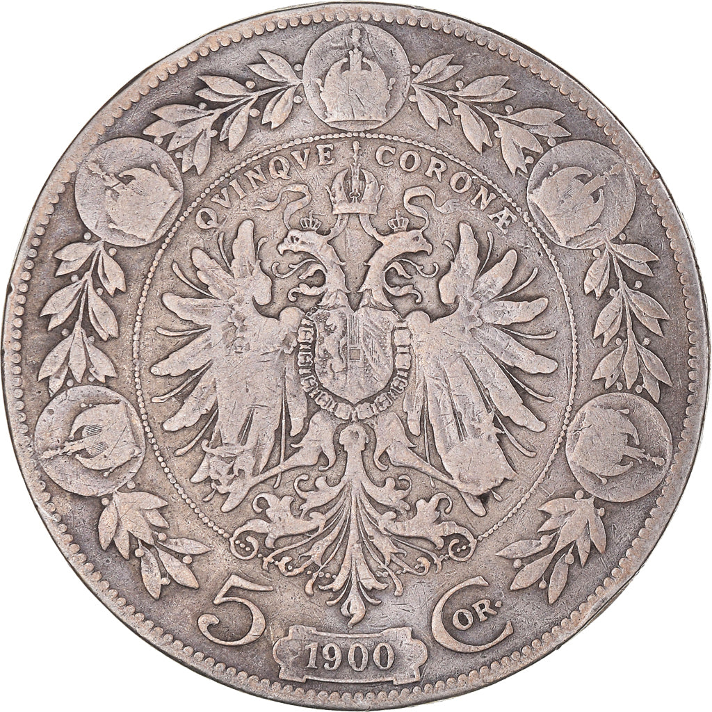 Moeda, Áustria, Franz Joseph I, 5 Corona, 1900, VF(30-35), Prata, KM:2807