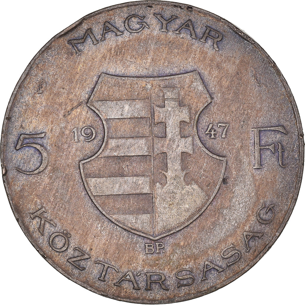 Coin, Hungary, 5 Forint, 1947, Budapest, EF(40-45), Silver, KM:534a