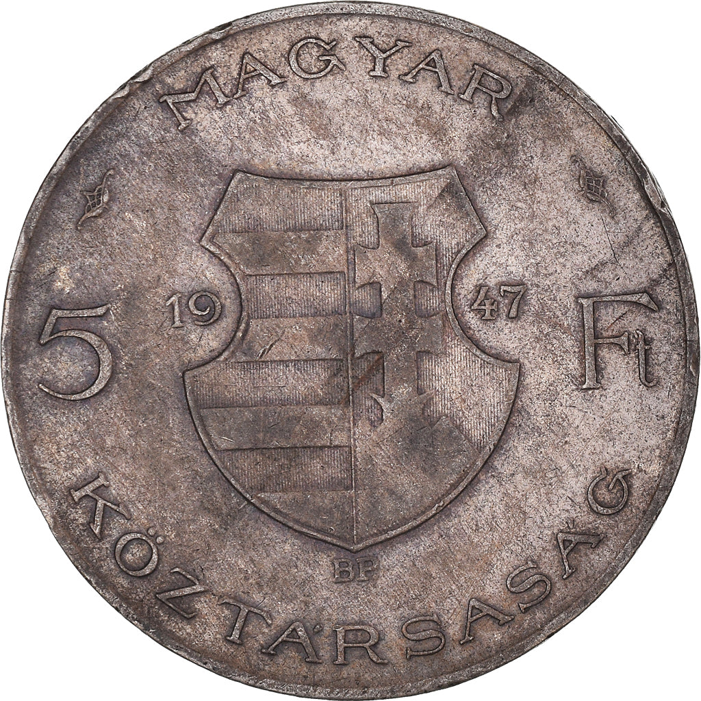 Coin, Hungary, 5 Forint, 1947, Budapest, EF(40-45), Silver, KM:534a