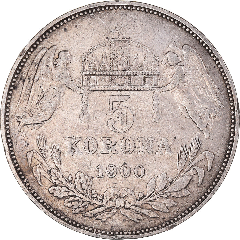 Coin, Hungary, Franz Joseph I, 5 Korona, 1900, Kormoczbanya, EF(40-45), Silver