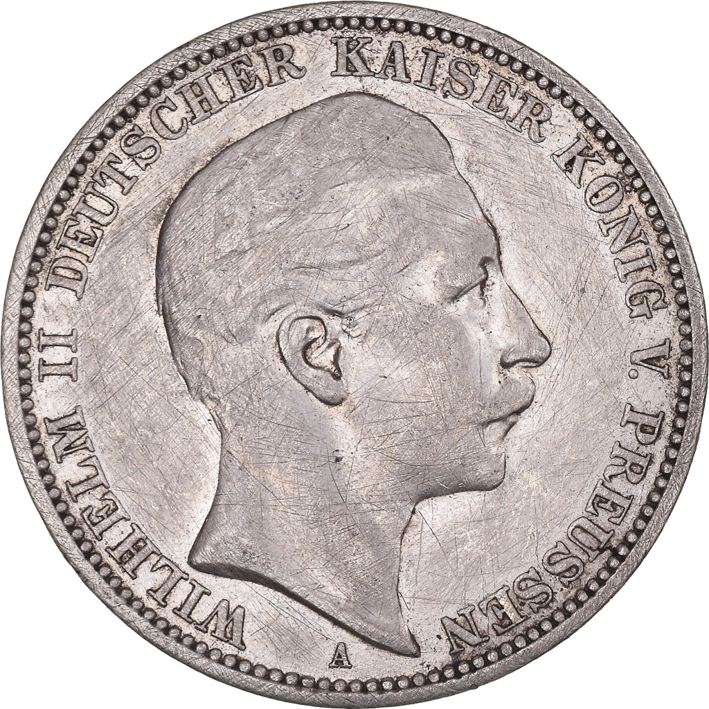 Coin, German States, PRUSSIA, Wilhelm II, 3 Mark, 1909, Berlin, EF(40-45)