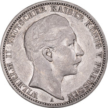 Coin, German States, PRUSSIA, Wilhelm II, 3 Mark, 1909, Berlin, EF(40-45)