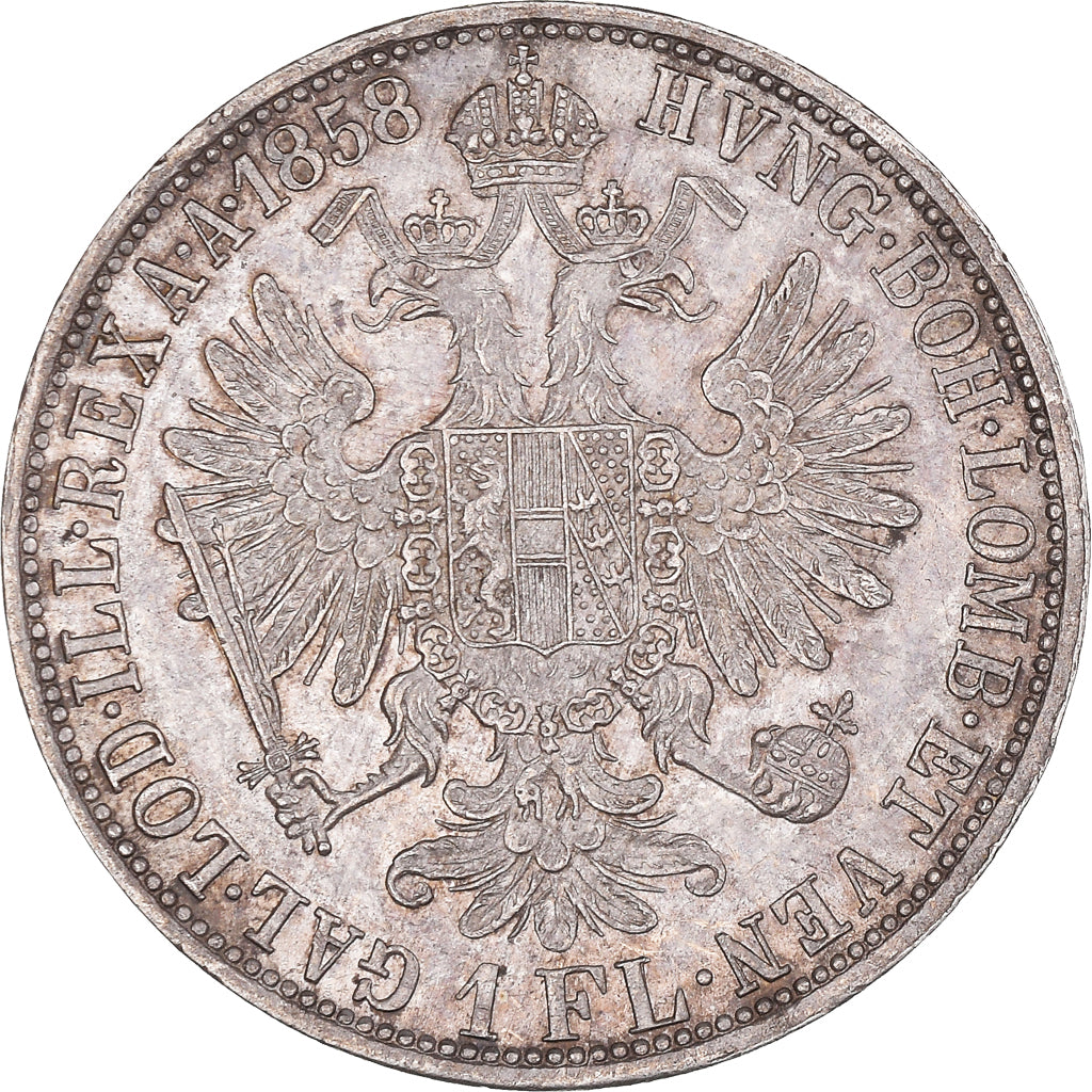 Munten, Oostenrijk, Franz Joseph I, Florin, 1858, Vienna, ZF+, Zilver, KM:2219