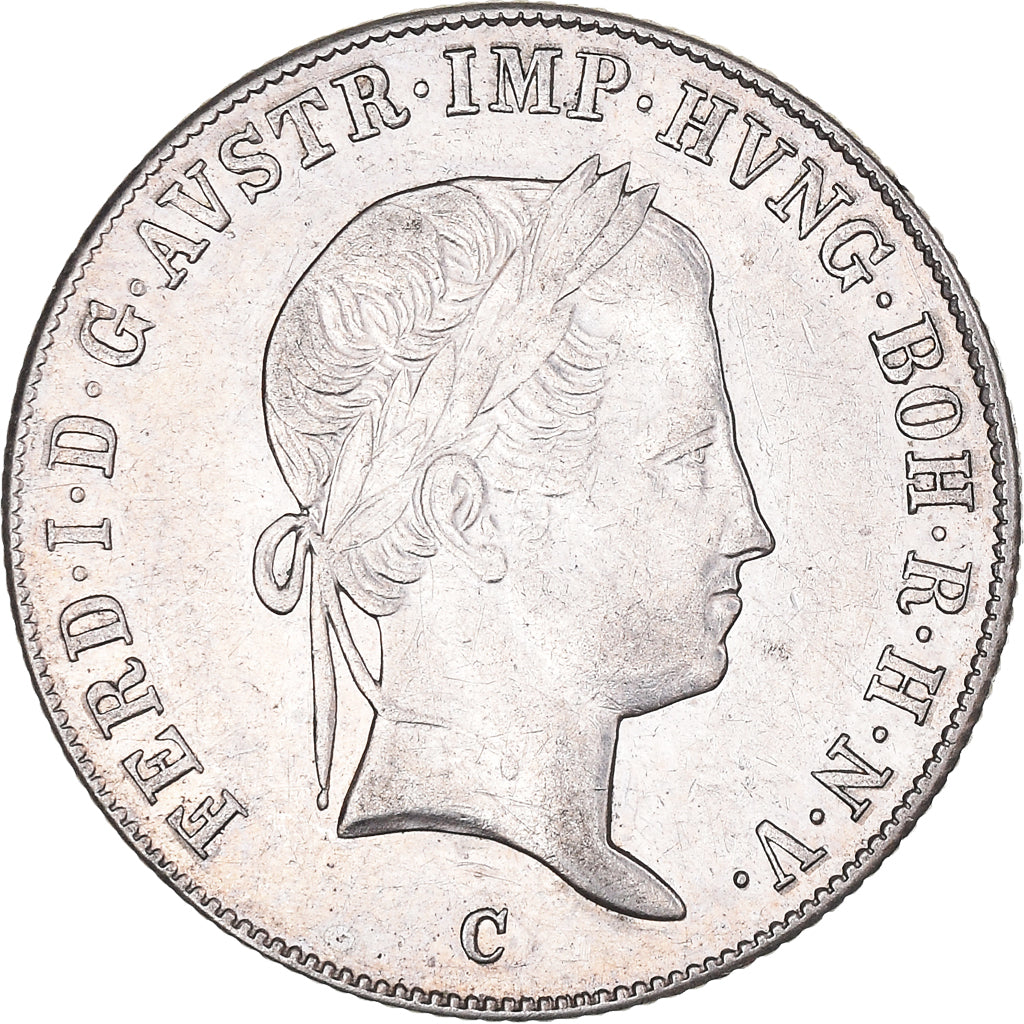 Coin, Austria, Ferdinand I, 20 Kreuzer, 1844, Prague, EF(40-45), Silver, KM:2208
