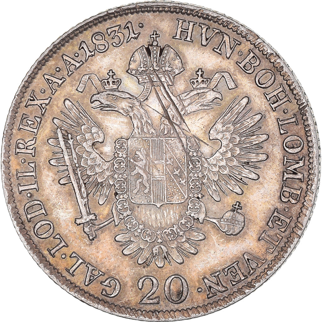 Coin, Austria, Franz II (I), 20 Kreuzer, 1831, Vienna, EF(40-45), Silver