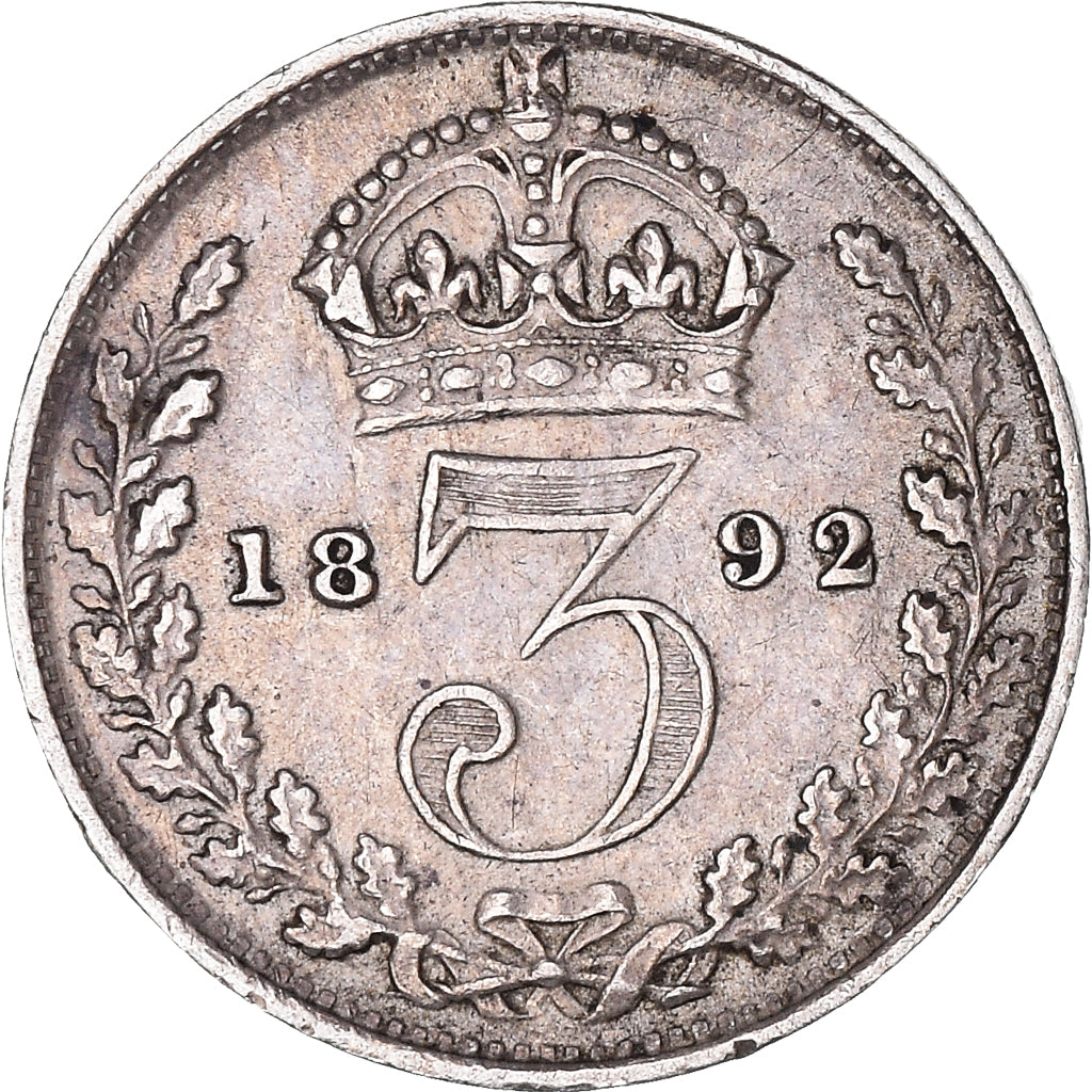 Coin, Great Britain, Victoria, 3 Pence, 1892, British Royal Mint, EF(40-45)