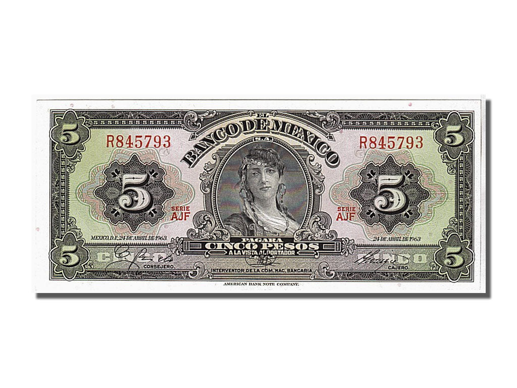 Billete, 5 Pesos, 1963, México, UNC