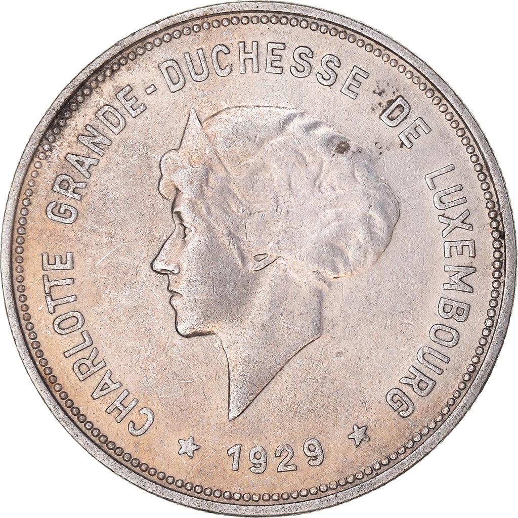 Coin, Luxembourg, Charlotte, 5 Francs, 1929, EF(40-45), Silver, KM:38