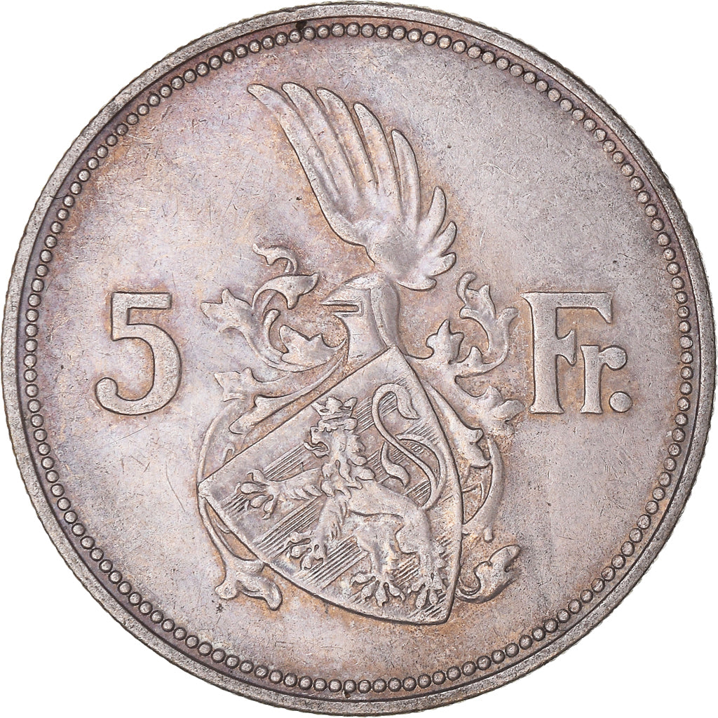 Coin, Luxembourg, Charlotte, 5 Francs, 1929, EF(40-45), Silver, KM:38