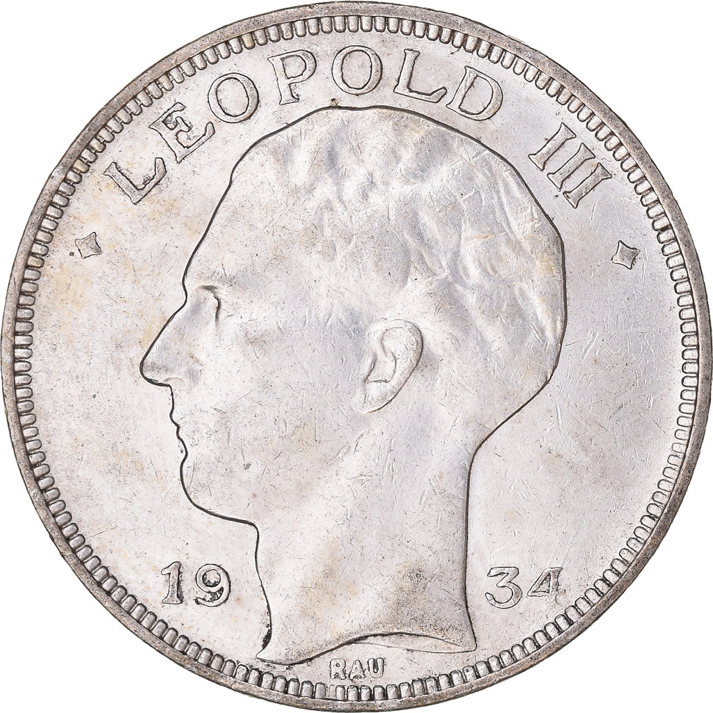 Coin, Belgium, 20 Francs, 20 Frank, 1934, Brussels, EF(40-45), Silver, KM:105