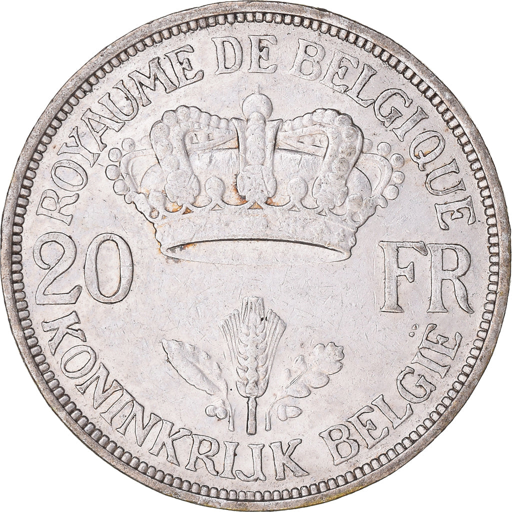 Coin, Belgium, 20 Francs, 20 Frank, 1934, Brussels, EF(40-45), Silver, KM:105
