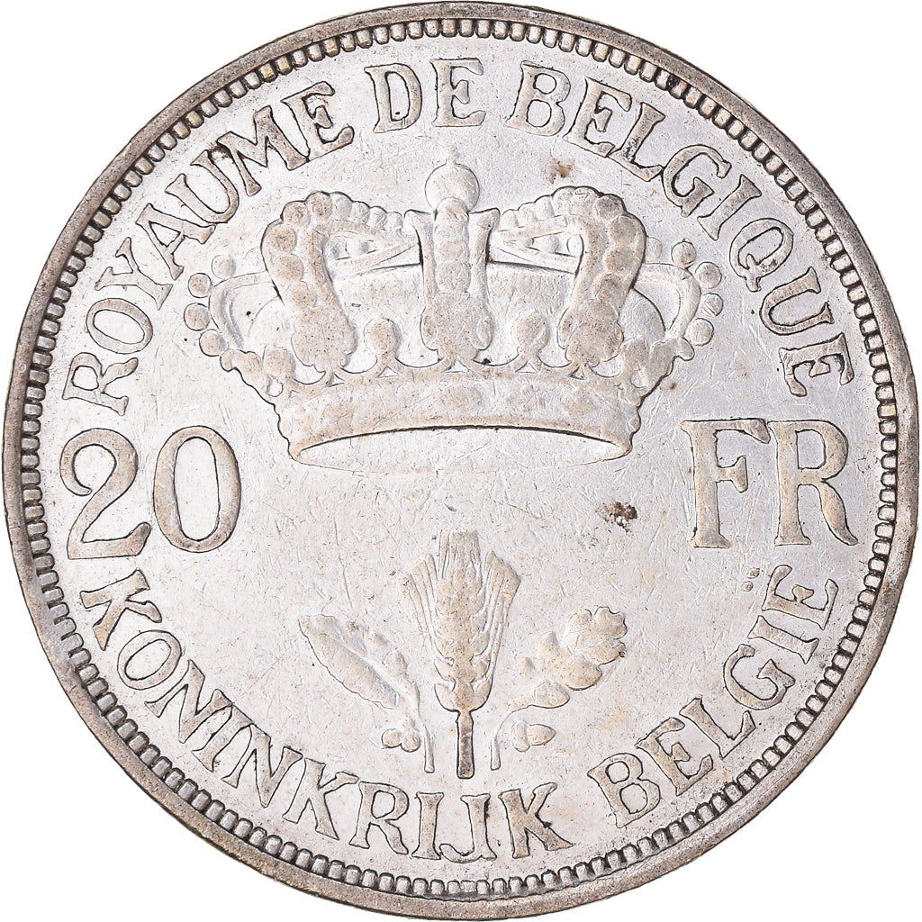 Coin, Belgium, 20 Francs, 20 Frank, 1934, Brussels, EF(40-45), Silver, KM:105