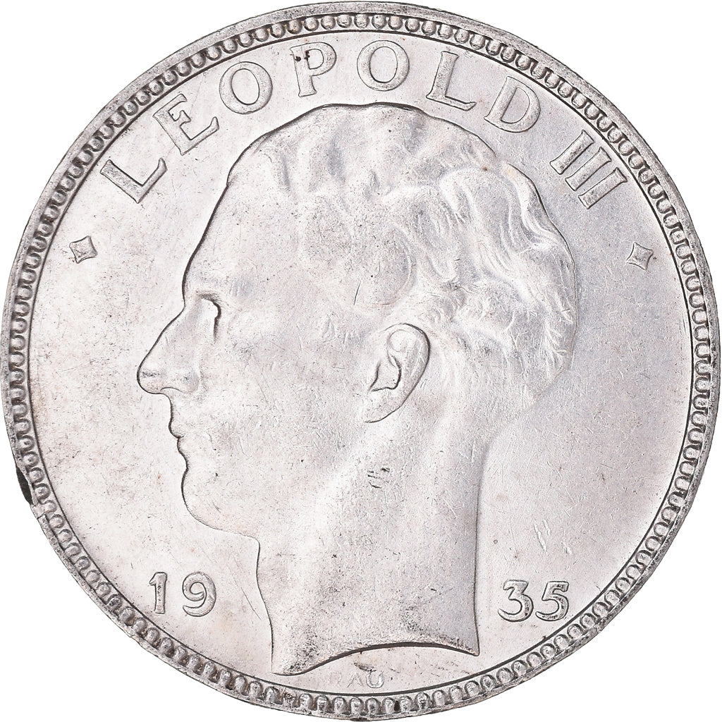 Coin, Belgium, 20 Francs, 20 Frank, 1935, Brussels, EF(40-45), Silver, KM:105