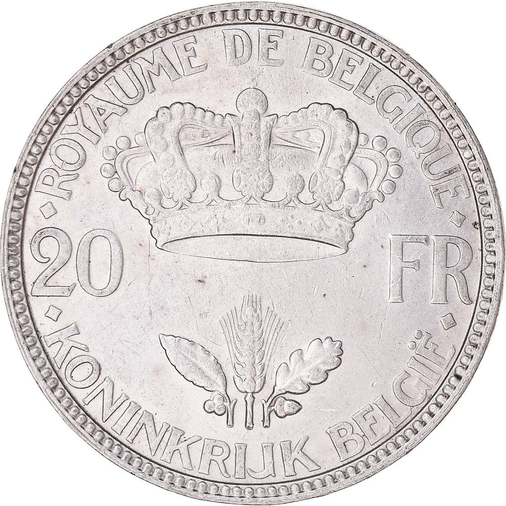Coin, Belgium, 20 Francs, 20 Frank, 1935, Brussels, EF(40-45), Silver, KM:105