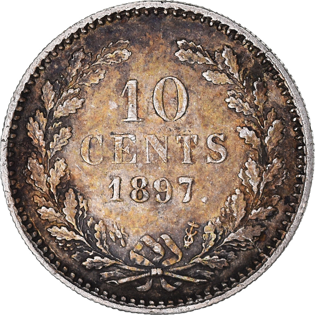 Coin, Netherlands, Wilhelmina I, 10 Cents, 1897, Utrecht, EF(40-45), Silver