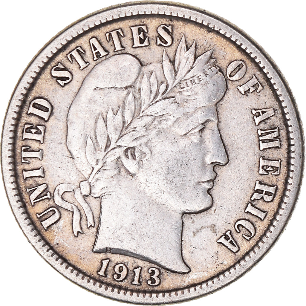 Coin, United States, Barber Dime, Dime, 1913, U.S. Mint, Philadelphia