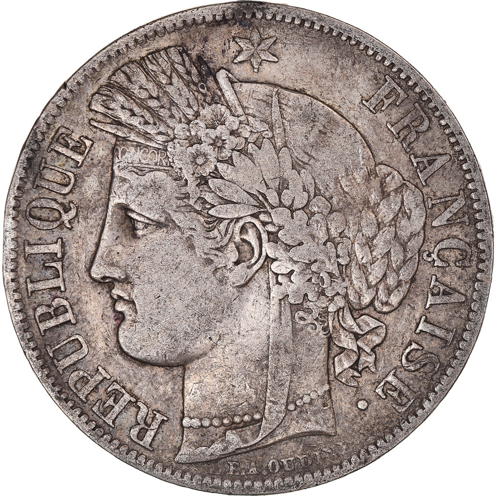 Moneda, Francia, Cérès, 5 Francs, 1850, Bordeaux, BC+, Plata, KM:761.3