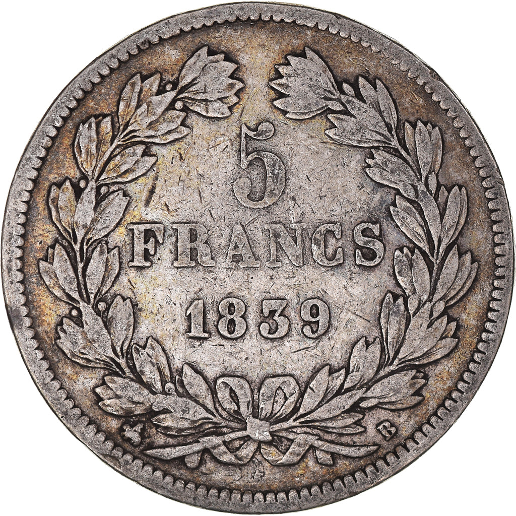 Coin, France, Louis-Philippe, 5 Francs, 1839, Rouen, VF(30-35), Silver