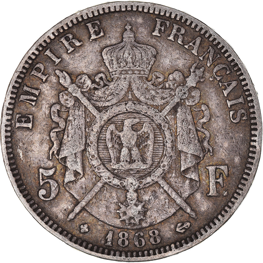 Coin, France, Napoléon III, 5 Francs, 1868, Strasbourg, EF(40-45), Silver