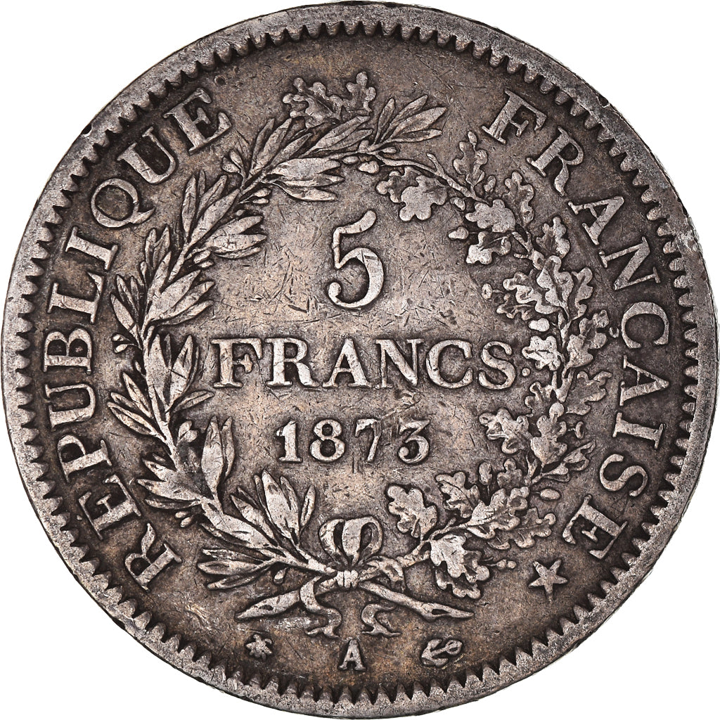 Coin, France, Hercule, 5 Francs, 1873, Paris, VF(30-35), Silver, KM:820.1