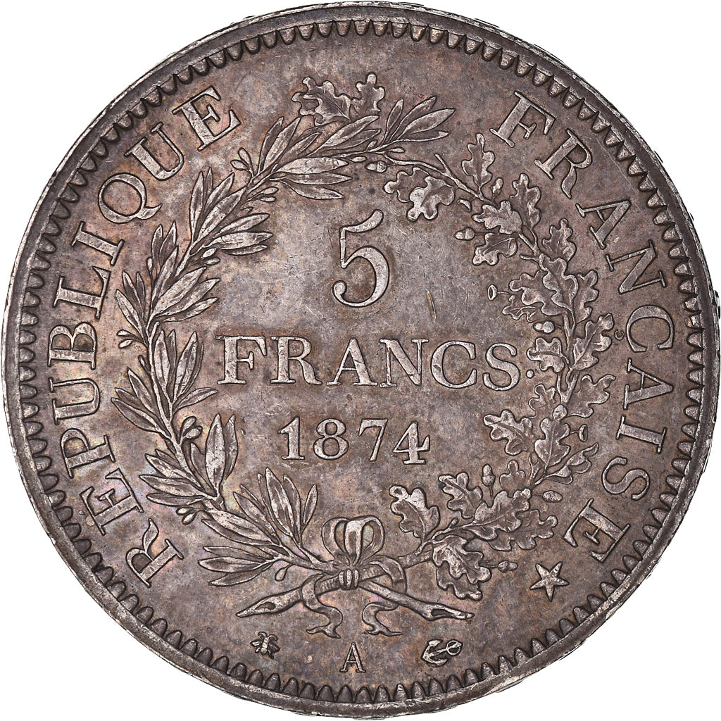 Coin, France, Hercule, 5 Francs, 1874, Paris, AU(50-53), Silver, KM:820.1