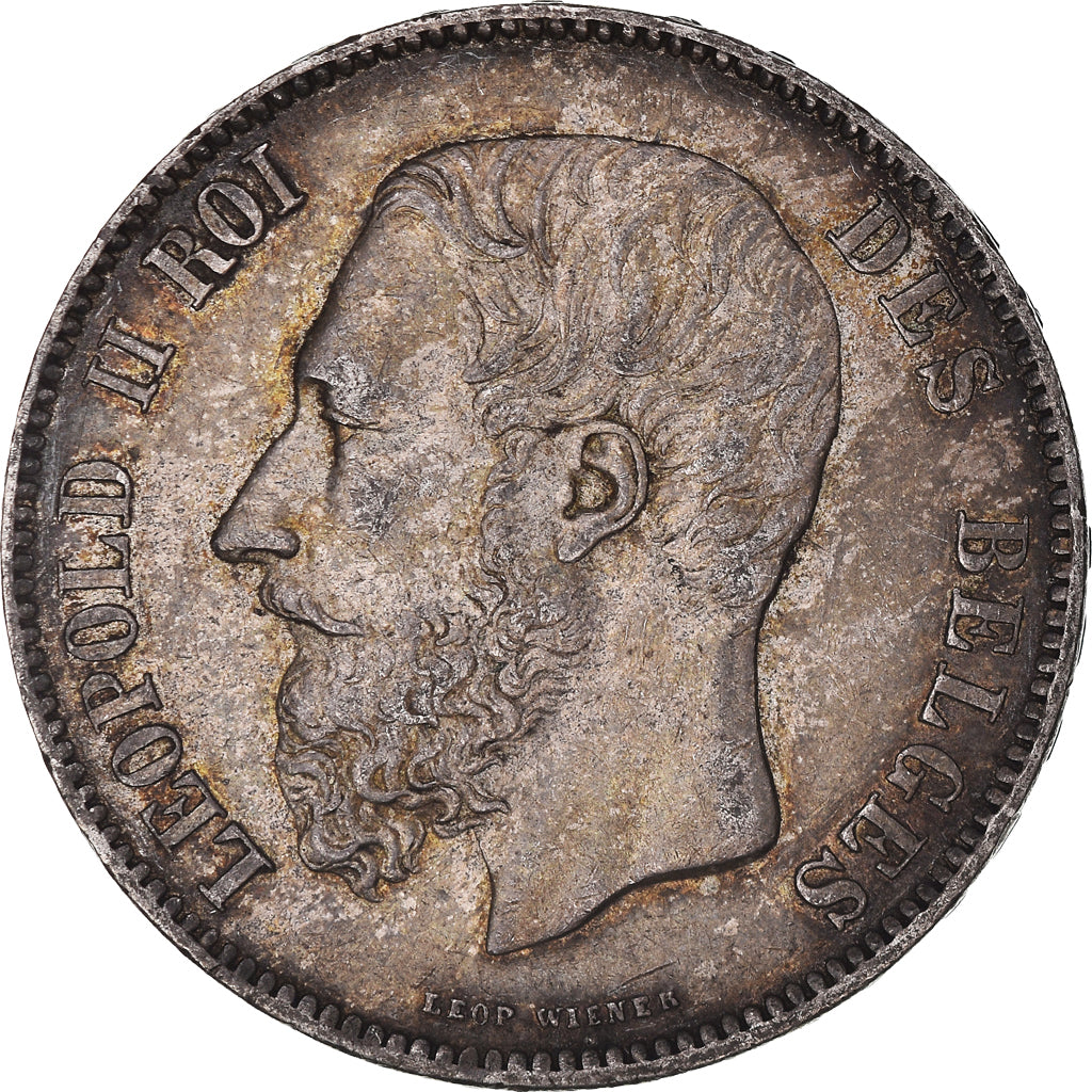 Coin, Belgium, Leopold II, 5 Francs, 5 Frank, 1870, Brussels, AU(50-53), Silver