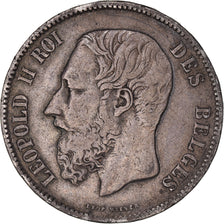 Coin, Belgium, Leopold II, 5 Francs, 5 Frank, 1870, Brussels, VF(30-35), Silver