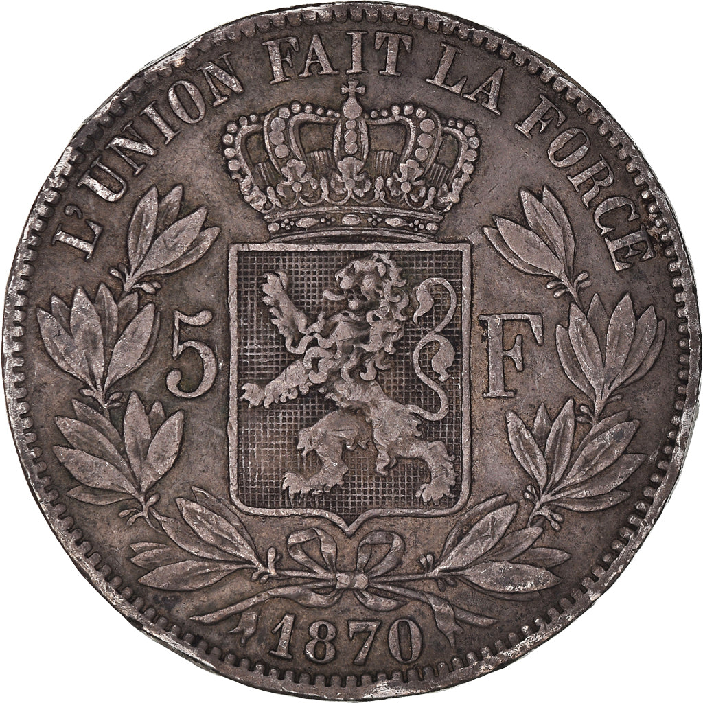 Monnaie, Belgique, Leopold II, 5 Francs, 5 Frank, 1870, Bruxelles, TB+, Argent