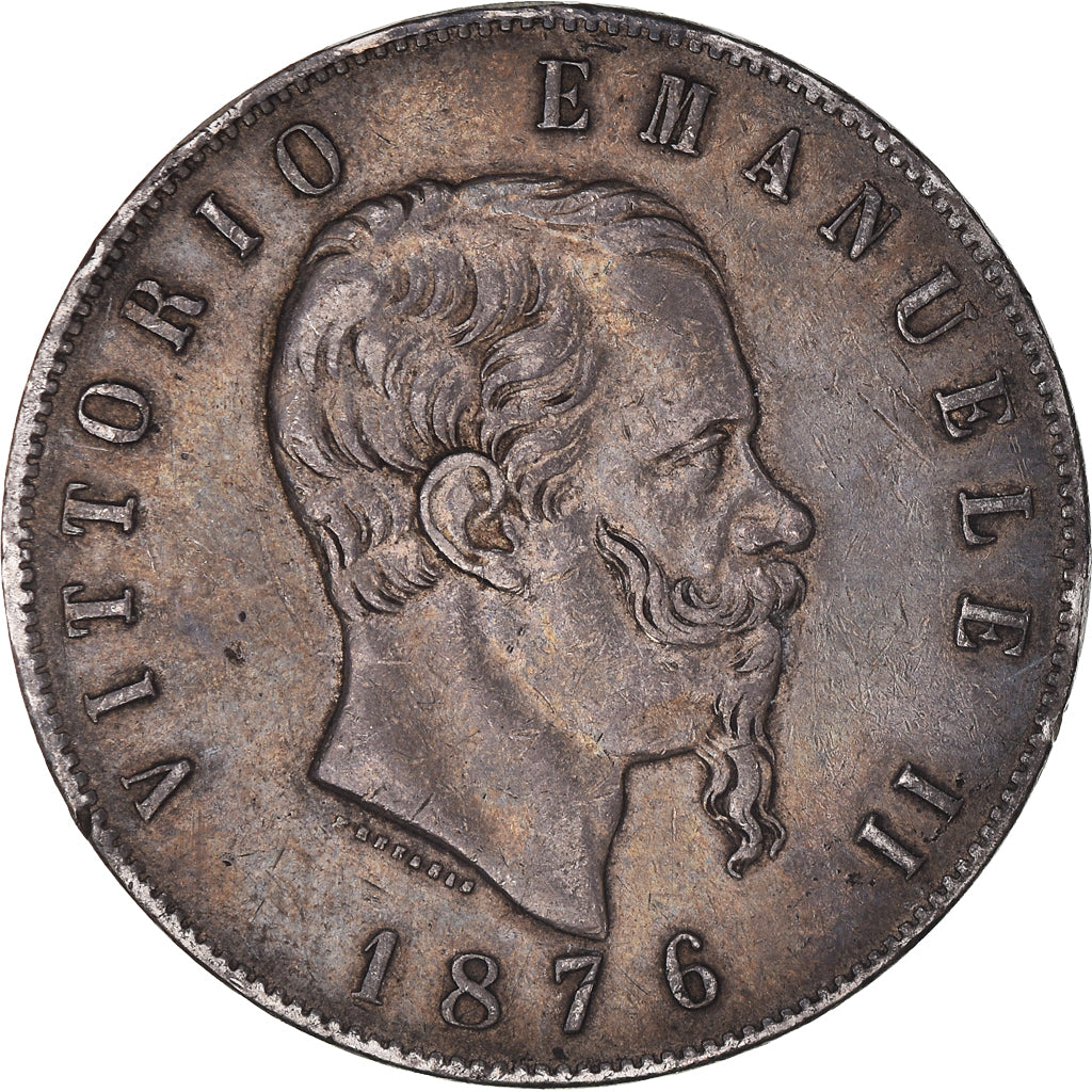 Coin, Italy, Vittorio Emanuele II, 5 Lire, 1876, Rome, EF(40-45), Silver, KM:8.4