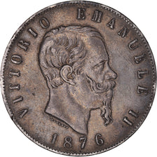 Coin, Italy, Vittorio Emanuele II, 5 Lire, 1876, Rome, EF(40-45), Silver, KM:8.4