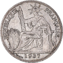 Coin, FRENCH INDO-CHINA, 20 Cents, 1937, Paris, EF(40-45), Silver, KM:17.2