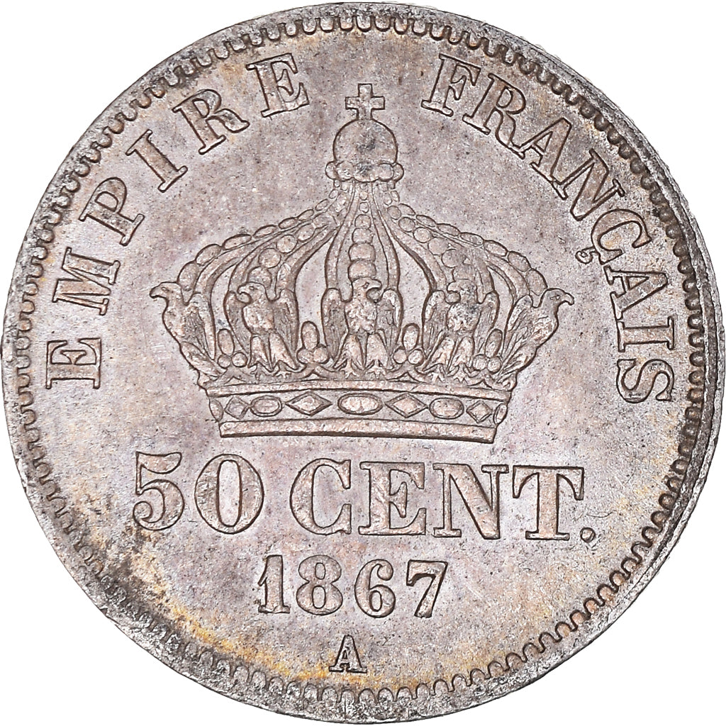 Moeda, França, Napoleon III, Napoléon III, 50 Centimes, 1867, Paris