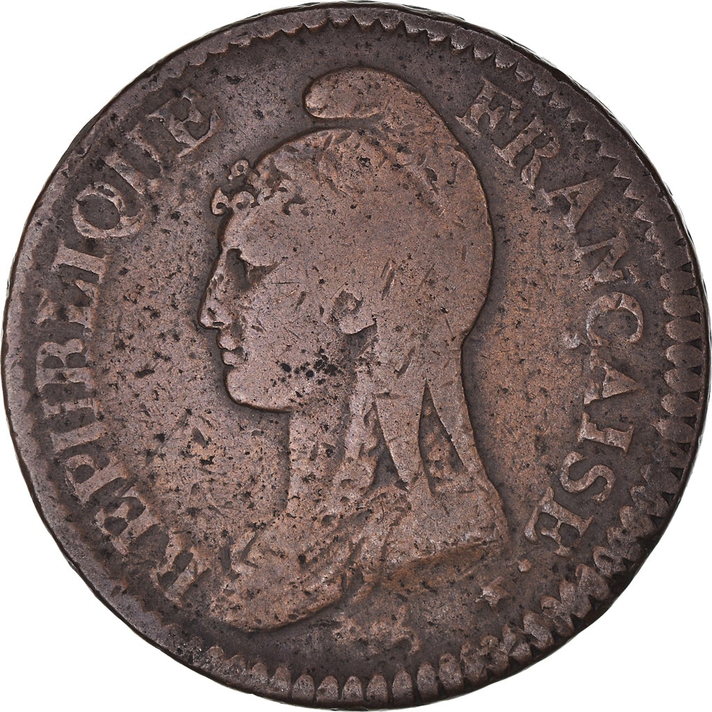 Moeda, França, Dupré, Decime, AN 5, Paris, VF(30-35), Bronze, KM:644.1