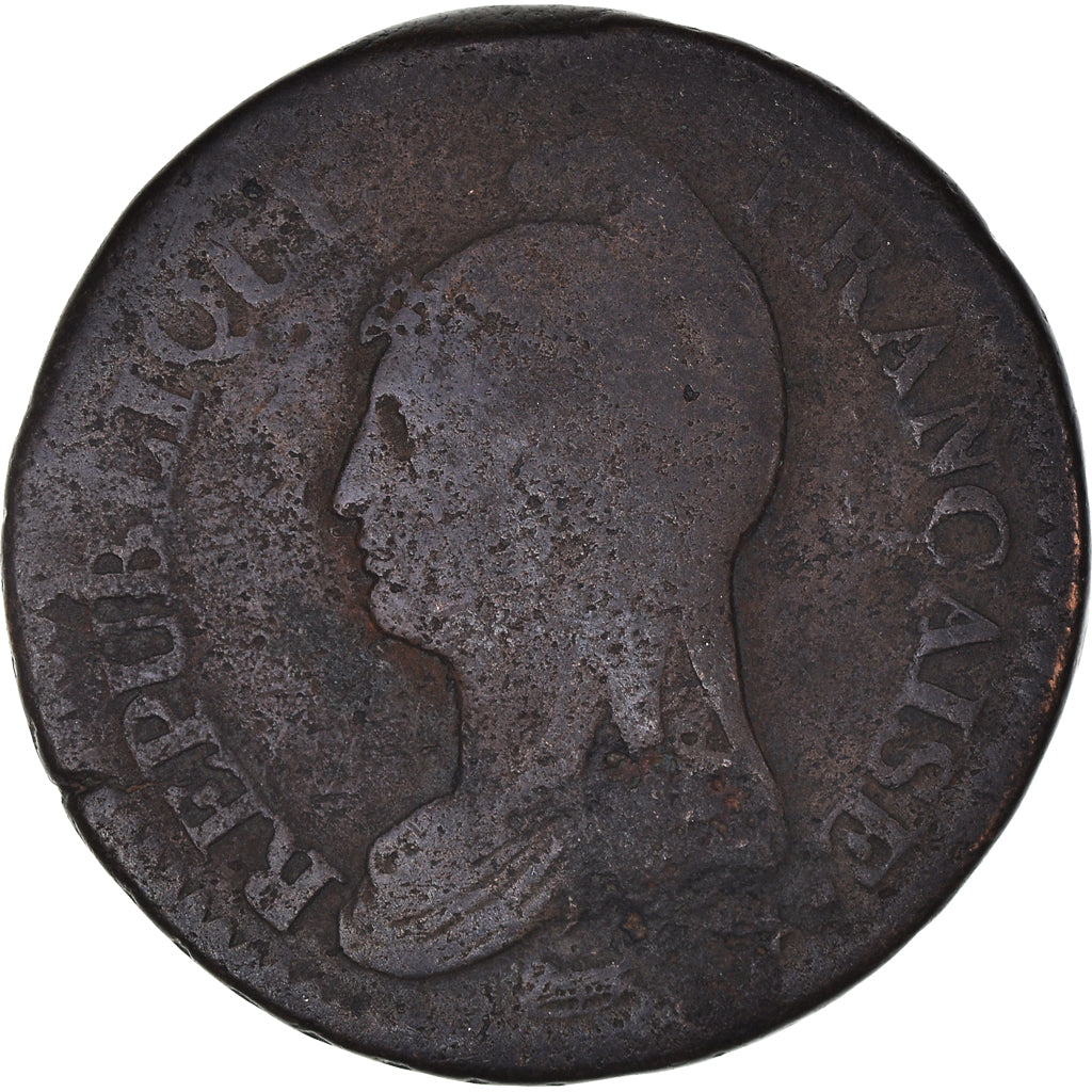 Moeda, França, Dupré, Decime, AN 8, Metz, VF(20-25), Bronze, KM:644.2
