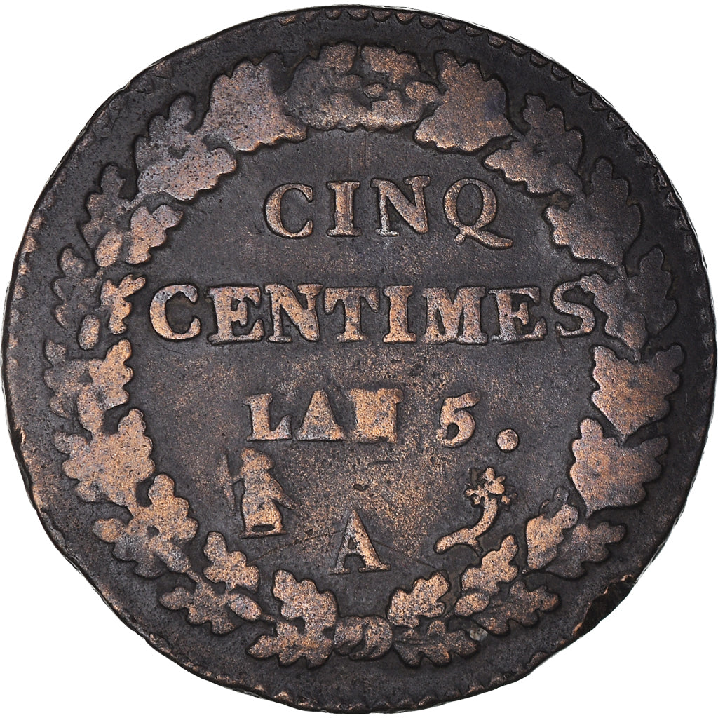 Moneta, Francja, Dupré, 5 Centimes, AN 5, Paris, VF(30-35), Brązowy, KM:640.1