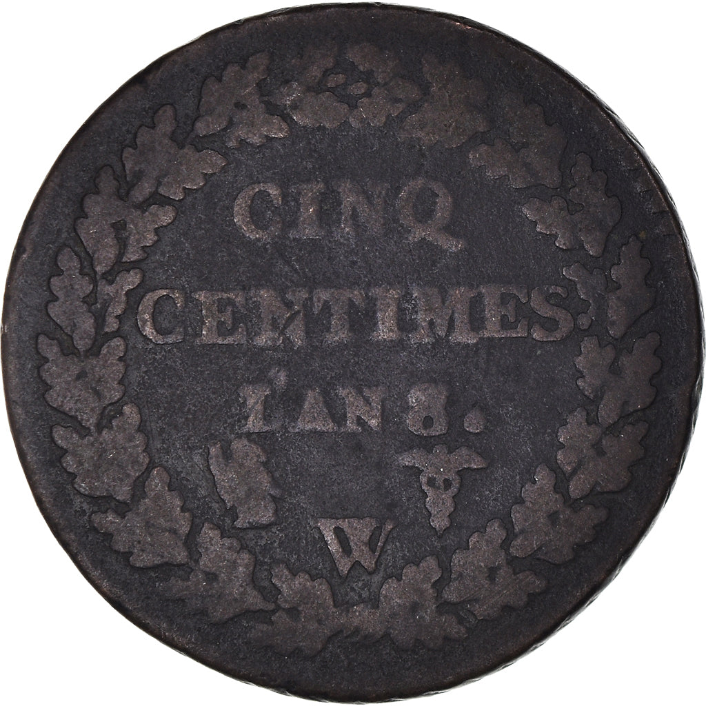 Moneta, Francja, 5 Centimes, An 8/7, Lille, F(12-15), Miedź, Gadoury:126a