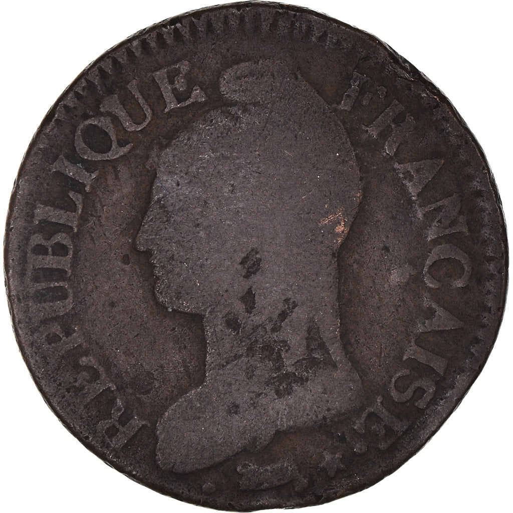 Moneta, Francia, Dupré, 5 Centimes, AN 8, Strasbourg, MB, Bronzo, KM:640.4