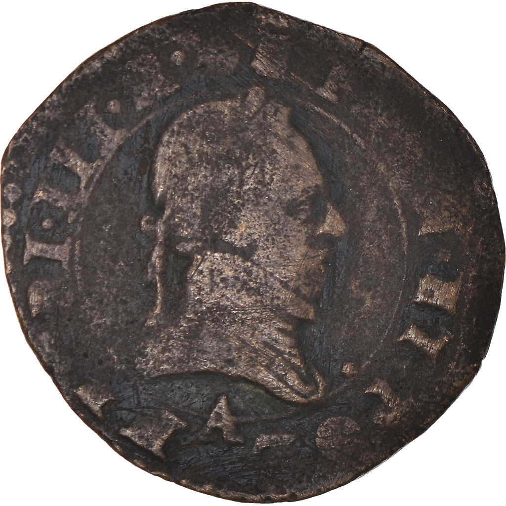 Monnaie, France, Henri III, Double Tournois, Paris, TB, Cuivre, CGKL:88