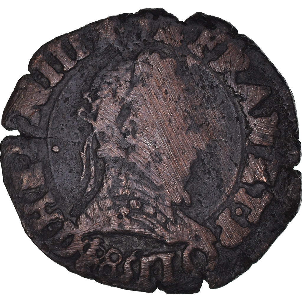Coin, France, Henri III, Double Tournois, 158[?], Lyon, VF(20-25), Copper