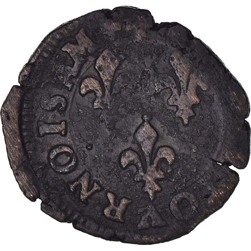 Coin, France, Henri III, Double Tournois, 158[?], Lyon, VF(20-25), Copper