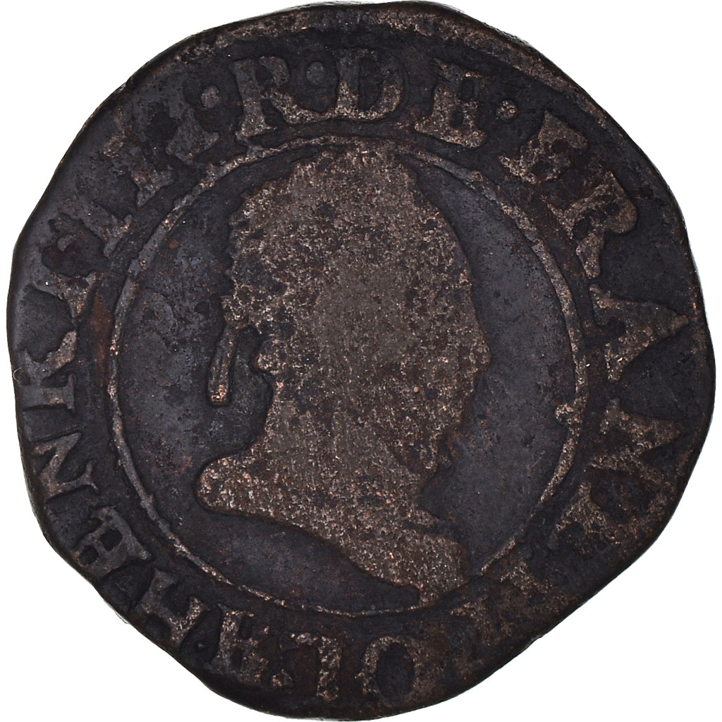 Coin, France, Henri III, Double Tournois, 1589, Rouen, VF(20-25), Copper